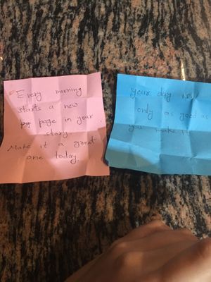 Fortunes given out at end of meal with free cookies at Yummy Yoga Cafe in Udaipur