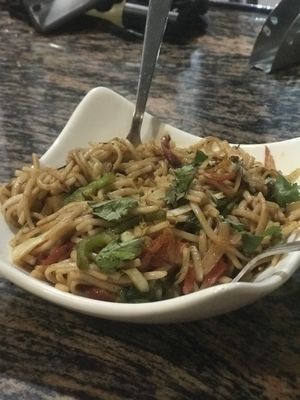 Veg chowmein at Yummy Yoga Cafe in Udaipur