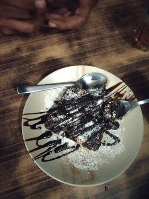 Vegan Chocolate Brownie. Taste was good at TATTV Cafe in Rishikesh