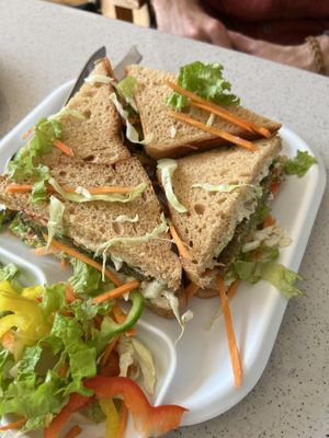 Raw falafel sandwich with hummus  at TATTV Cafe in Rishikesh