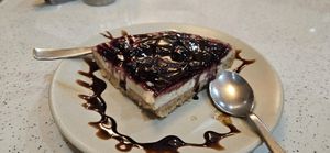 Blueberry cheesecake at TATTV Cafe in Rishikesh