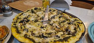 Pesto Pizza! at TATTV Cafe in Rishikesh