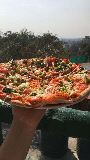 Vegan pizza at TATTV Cafe in Rishikesh