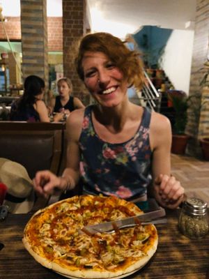 Vegan pizza at TATTV Cafe in Rishikesh