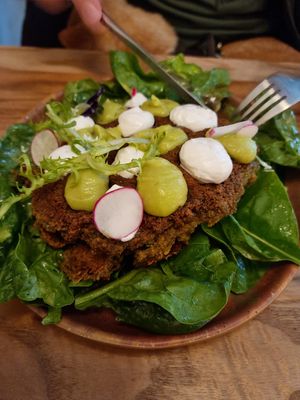 I had a taste of my partner's falafel waffle. Yummy!! at Hearth  in Amsterdam