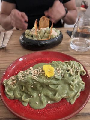 Tagliatelle pesto en broccoli gnocchi   at Hearth  in Amsterdam