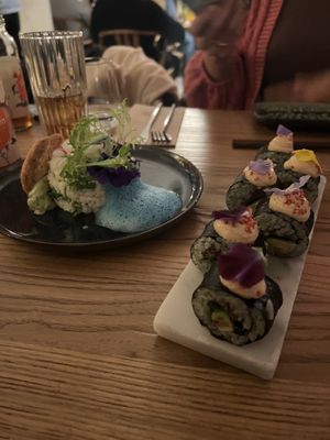 Green spirulina sushi & cauliflower ‘ceviche'  at Hearth  in Amsterdam