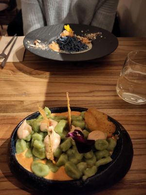 Broccoli gnocchi and spirulina taglioli at Hearth  in Amsterdam