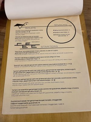 Starters menu   at Hearth  in Amsterdam