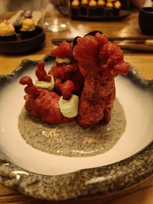 Fried jalapeno in miso sauce at Hearth  in Amsterdam