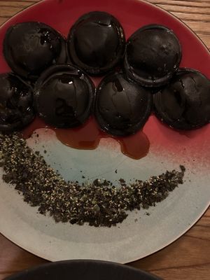 Charcoal ravioli   at Hearth  in Amsterdam