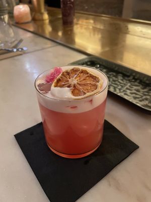 Ambrosia cocktail with vegan foam  at Hearth  in Amsterdam