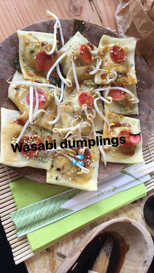 Wasabi dunplings at Hearth  in Amsterdam