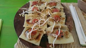 Japanese Flags Dishes - wasabi tortellini something, very tasty at Hearth  in Amsterdam