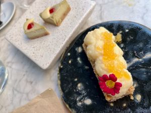 Strawberry & almond crumble with matcha semifreddo amuse-bouche at Hearth  in Amsterdam