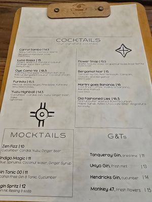 Menu at Hearth  in Amsterdam