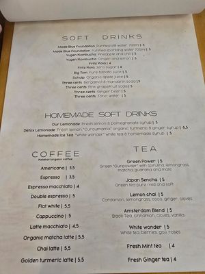 Menu at Hearth  in Amsterdam