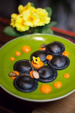 Activated Charcoal Ravioli at Hearth  in Amsterdam