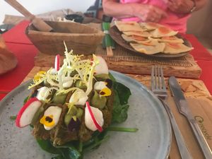 Falafel wafel and Japanese ravioli at Hearth  in Amsterdam
