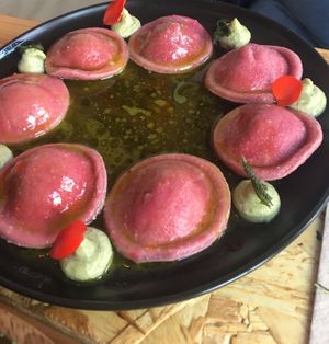 Beet ravioli at Hearth  in Amsterdam