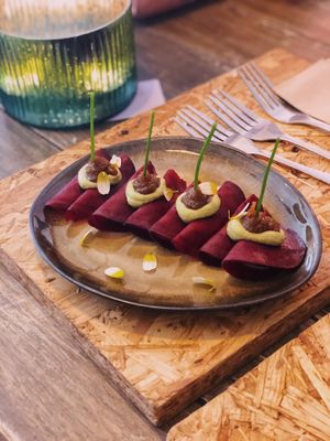 Beet ravioli (starter) at Hearth  in Amsterdam