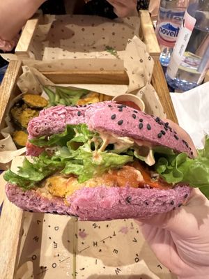 Chickpea burger (subbed with the pink bun)  at Flower Burger - Porta Genova in Milan