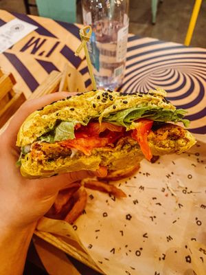 Avo Cecio inside. at Flower Burger - Porta Genova in Milan
