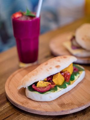 Our Vegan Panini! at Bali Bagus Cafe in Byron Bay