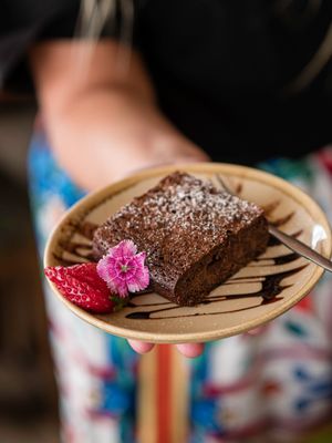 Gluten Free Fudge Brownie! at Bali Bagus Cafe in Byron Bay