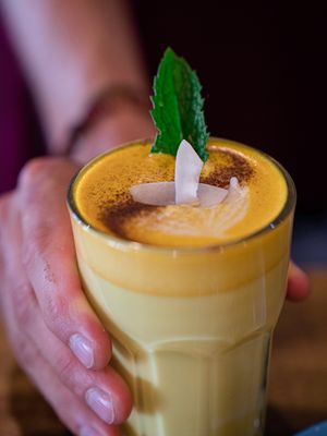 Golden Latte! at Bali Bagus Cafe in Byron Bay