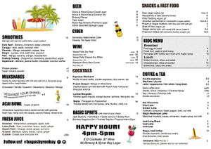Drinks Menu! at Bali Bagus Cafe in Byron Bay