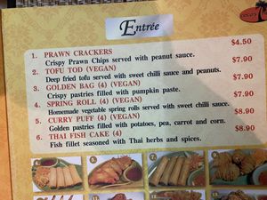 Vegan entrees  at Coco's Thai in Busselton