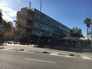 Outside over the road  at Makamaka Beach Burger Cafe in Barcelona