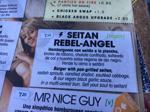 Vegan burger option  at Makamaka Beach Burger Cafe in Barcelona