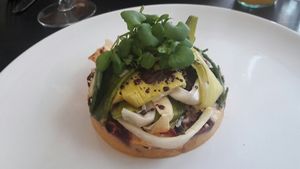 Main course with beets, sweet potato and butternut at The Organic LAB in Copenhagen