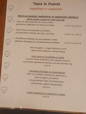 Menu 1 at Tasca la Fuente in La Palma