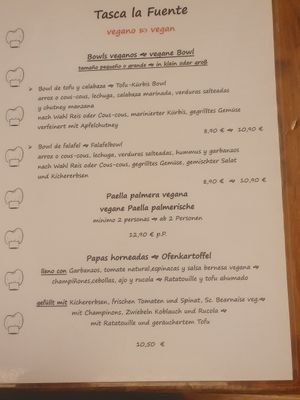 Menu 2 at Tasca la Fuente in La Palma