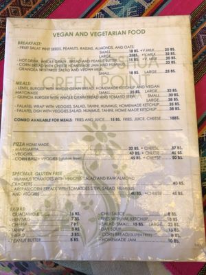 Menu  at Hostal Joshua in Copacabana