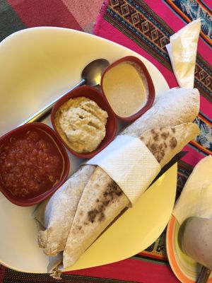 Falafel wrap  at Hostal Joshua in Copacabana