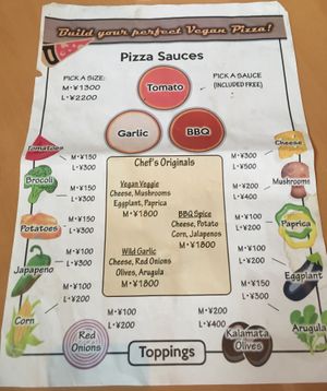 build your own vegan pizza  at Two Dogs Pizza House & Taproom in Tokyo