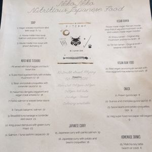 menu. vegan specific titles and (v) marking other options at Neko Neko in Fitzroy