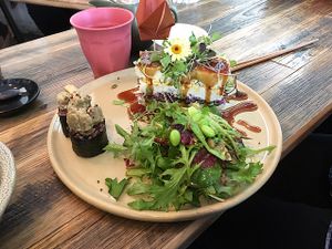 Raw Vegan Okonomiyaki at Neko Neko in Fitzroy