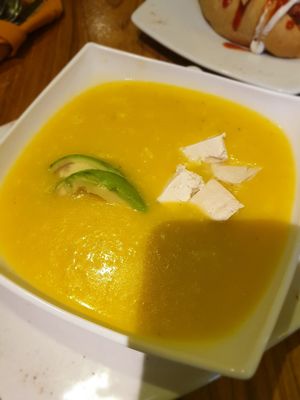 Traditional potatoe soup - nourishing and filling at El Maple in Quito