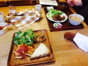 Quiche set (also came with soup) and karaage set. at Bejita in Hamamatsu