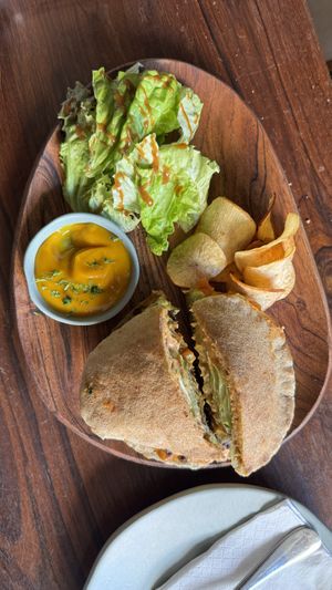 Black bean burgerrs  at Greenr Cafe in Gurgaon