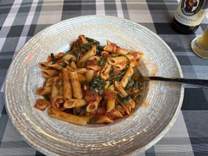  Vegan Pasta all’Arrabiata with spinach   at Gusto Pizzeria  in Soelden