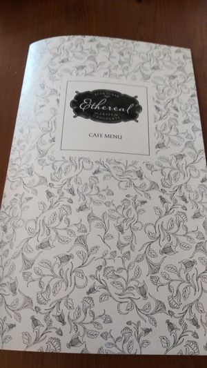 Menu cover at Ethereal Confections  in Woodstock