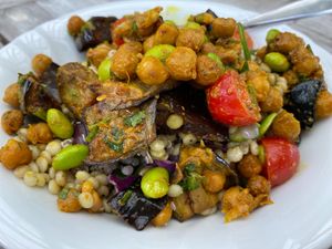 Three salad options - all super fresh and delicious  at Timbuktu Nomadic Deli in Waiheke Island