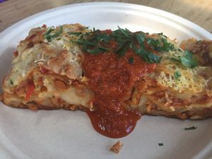 Lasagne with vegan cheese at Timbuktu Nomadic Deli in Waiheke Island