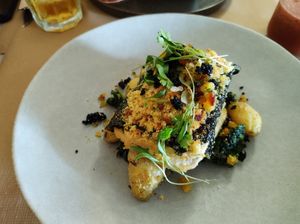 A take on a traditional Cod dish made 100 percent vegan. at Outro Lado in Faro